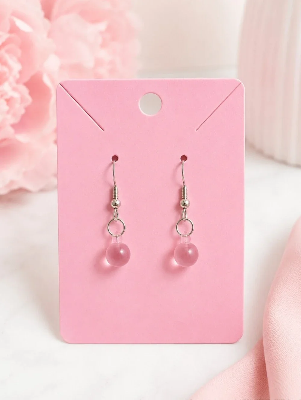 Y2K Bubblegum Pink Orb Earrings ✨ Glossy Acrylic Candy Dangles Handmade